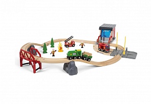 Игровой набор - Ж/д Пожарная команда спасателей, свет, звук, 30 предметов (Brio, 33817)